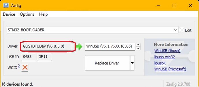 Zadig Driver Screenshot